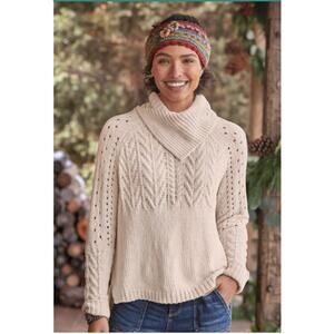 Sundance Charming Chalet Cream Ivory Chenille Sweater Small